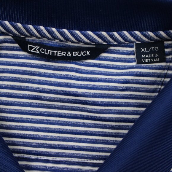 Cutter & Buck Polo Shirt Mens XL Blue/White Stretch S/S Golf Torrey Pines Logo - Picture 8 of 14